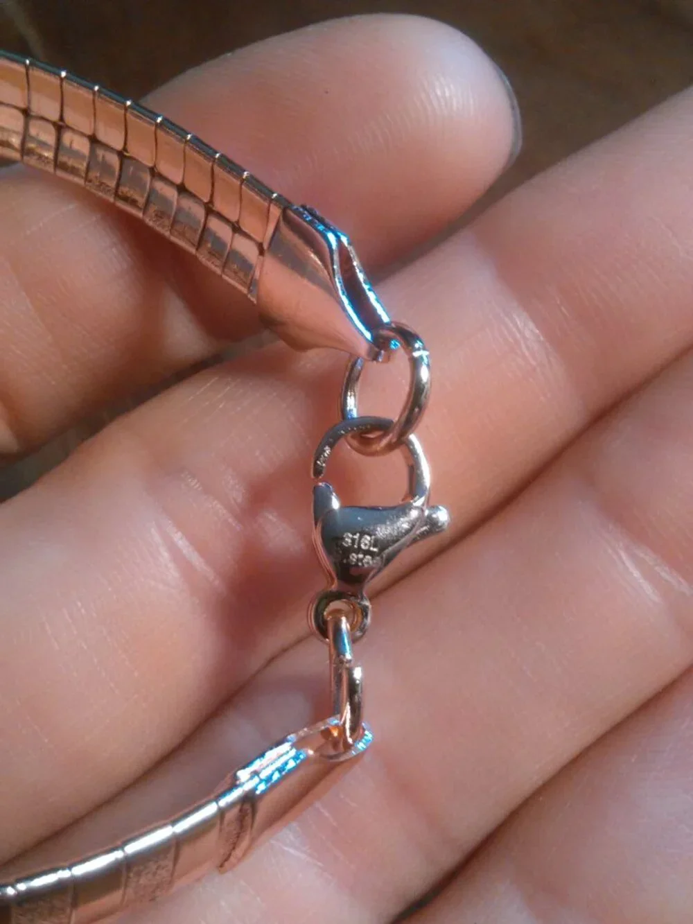 Omega Sandblast Ion Plated Rose Gold over Stainless Steel Bracelet (7 Inch)